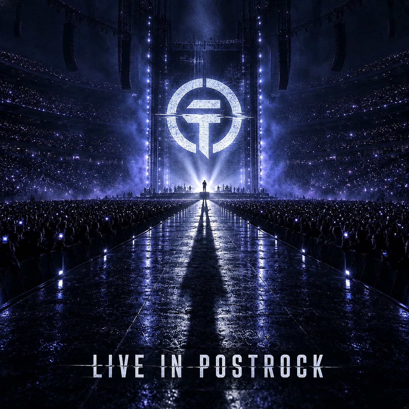 The Graviton Theory emblem above a lone singer and a wet stage runway, with Live in Postrock lettering below.