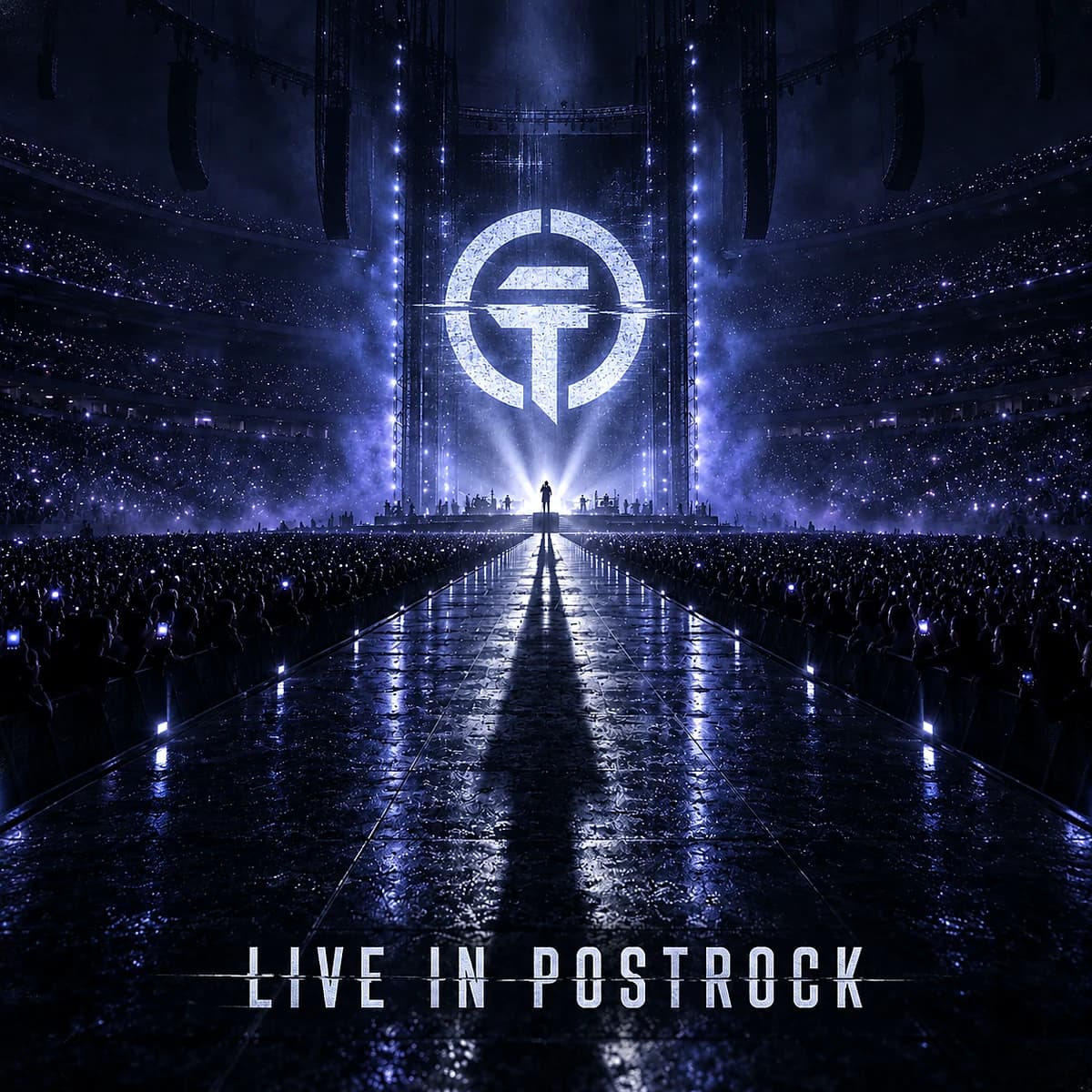 Inside the Weather: The latest Live in Postrock sleeve, with the Graviton Theory emblem above the arena stage